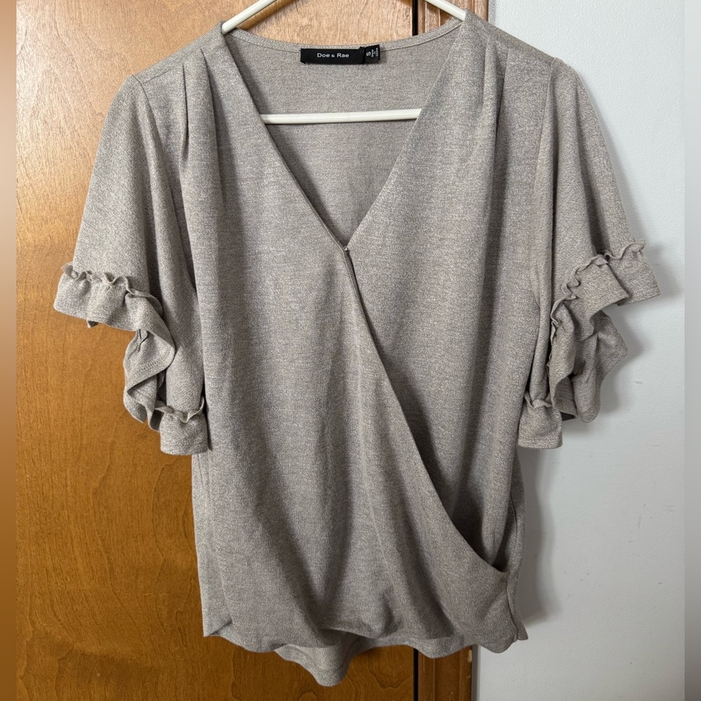 Doe & Rae Silver Wrap Top